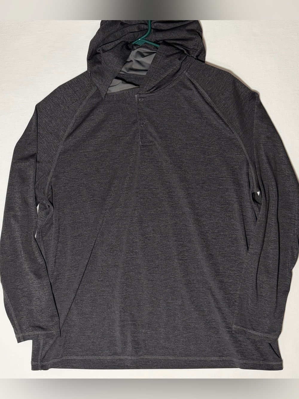 Outdoor Life Long Sleeve Henley Hoodie Shirt Lightweight Men's XL Charcoal Gray
